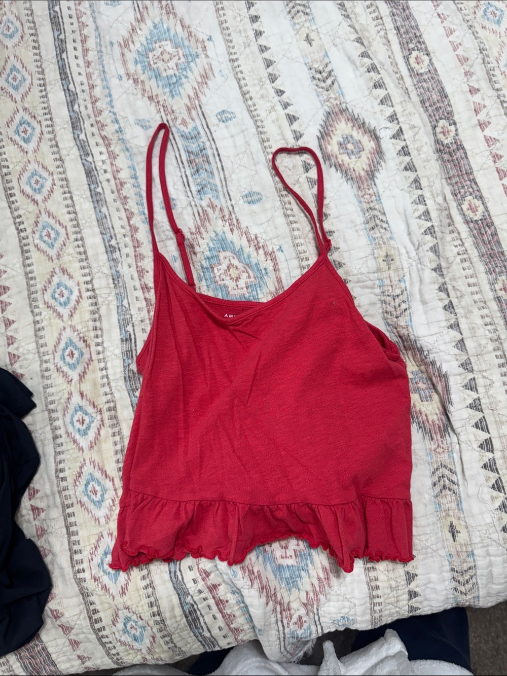American Eagle Outfitters Red Ruffle-Hem Cami